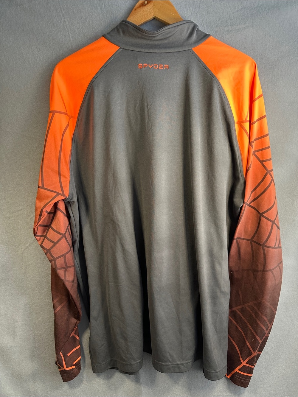 Spyder Men's Long Sleeve Half-Zip Shirt in Gray and Orange - Picture 4 of 8